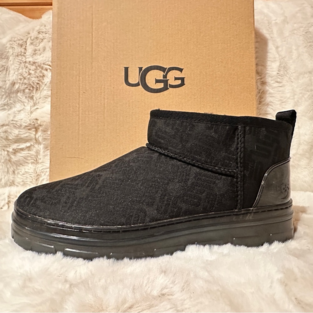 Ugg classic ultra mini monogram black. New in box
